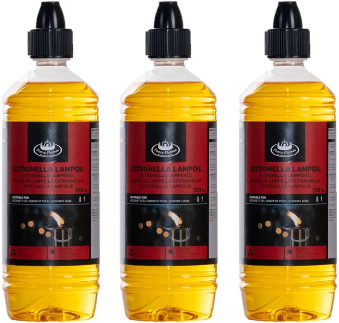 3x stuks bio citronella lampenolie/fakkelolie 750 ml