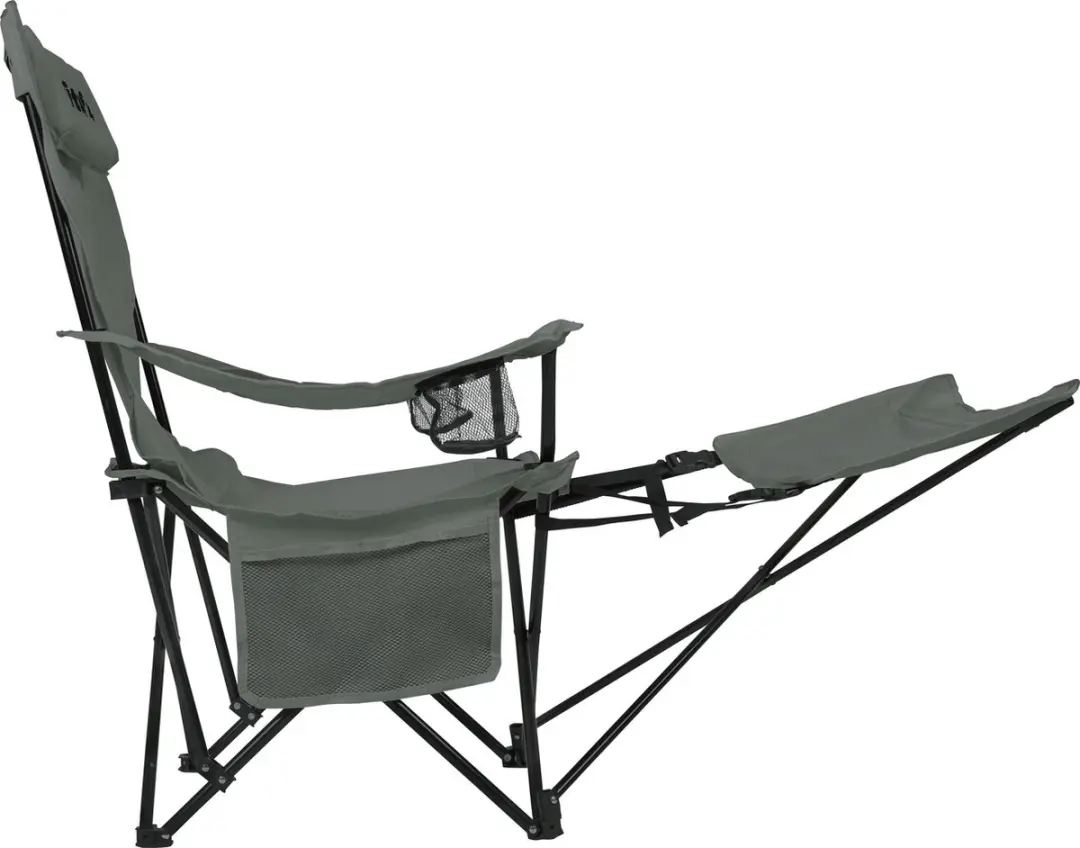 VirtuFit Opvouwbare Campingstoel met Voetsteun - 120 kg - Grijs - afbeelding 2 van 6