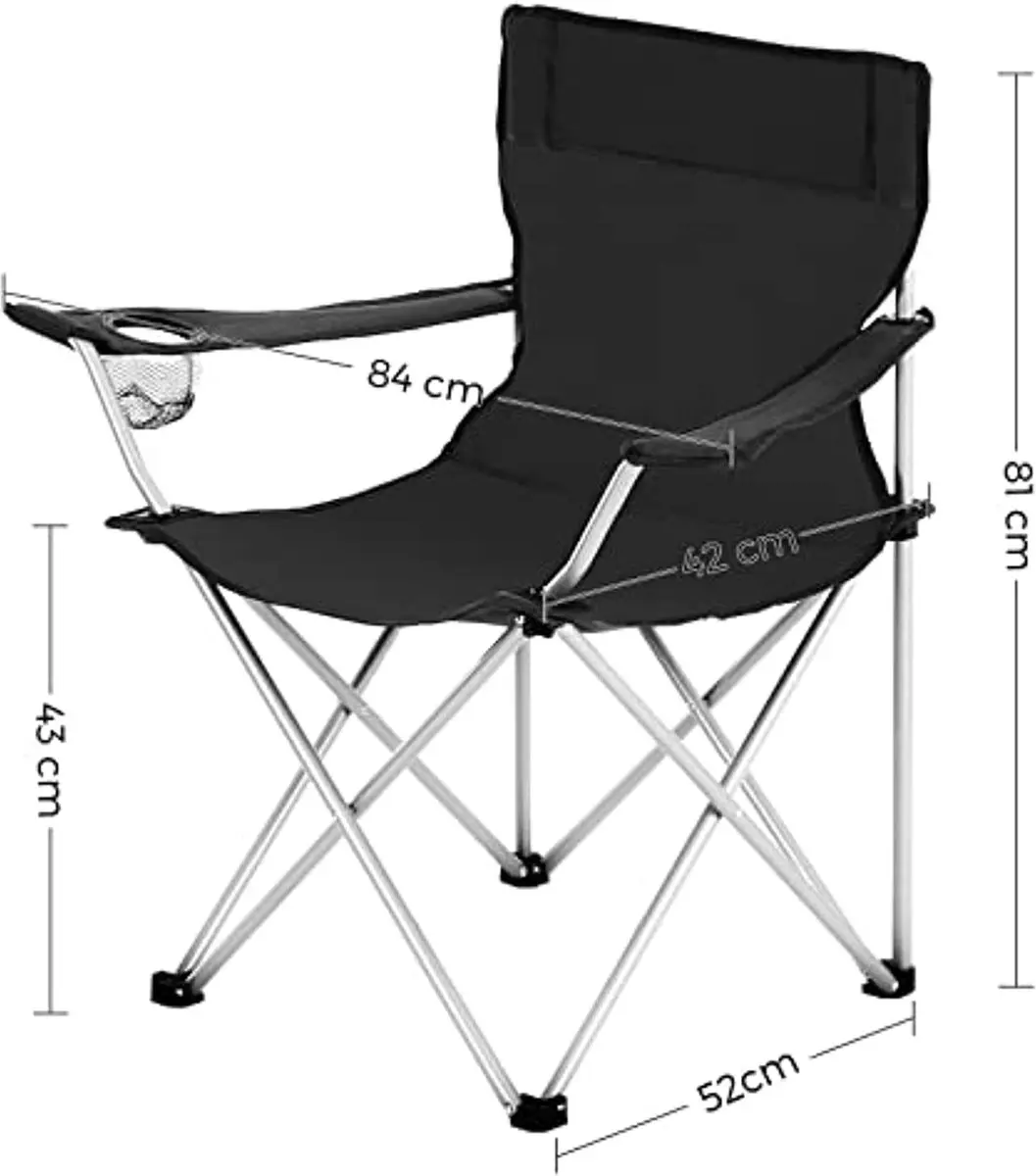 Songmics Campingstoelen set van 2 - 120 kg - Zwart - afbeelding 6 van 6