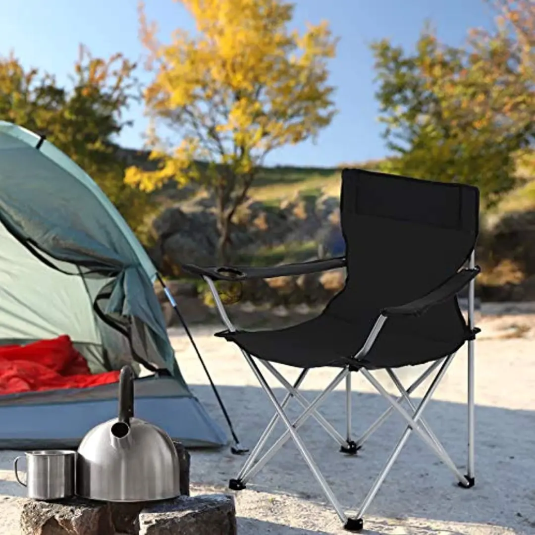 Songmics Campingstoelen set van 2 - 120 kg - Zwart - afbeelding 2 van 6