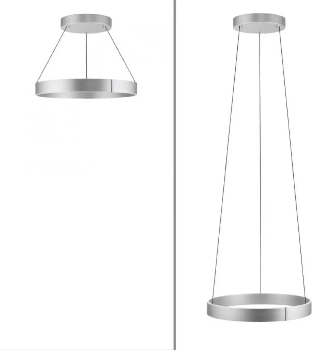 Paul Neuhaus Pure E-Clipse Hanglamp - Ø70cm - Mat chroom - afbeelding 3 van 6