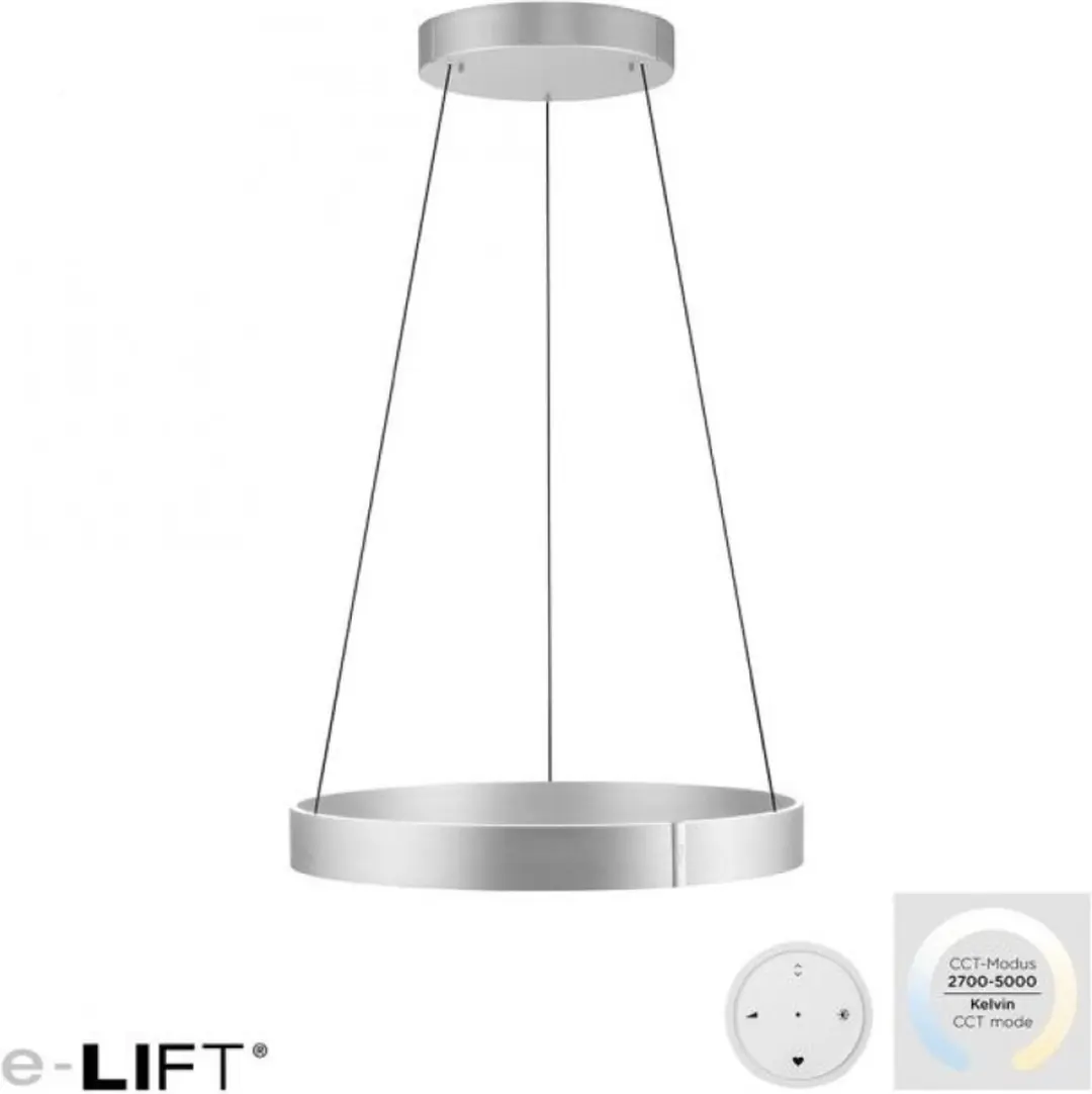 Paul Neuhaus Pure E-Clipse Hanglamp - Ø70cm - Mat chroom - afbeelding 2 van 6