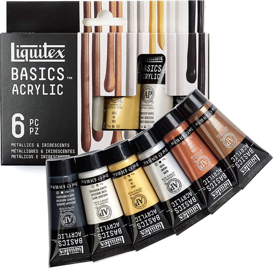 Liquitex Basics Acrylverfset 6 Metallic Kleuren 22ml