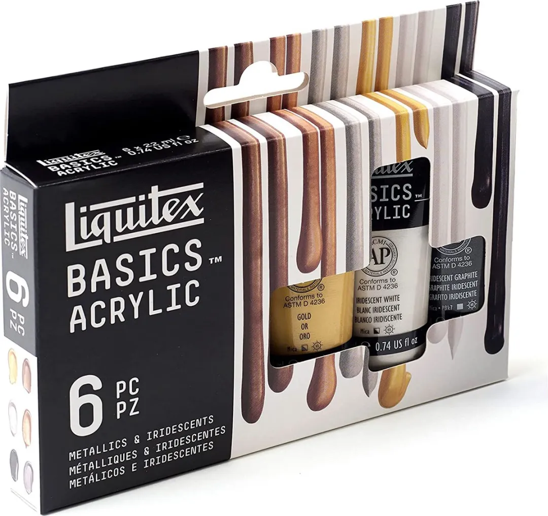 Liquitex Basics Acrylverfset 6 Metallic Kleuren 22ml