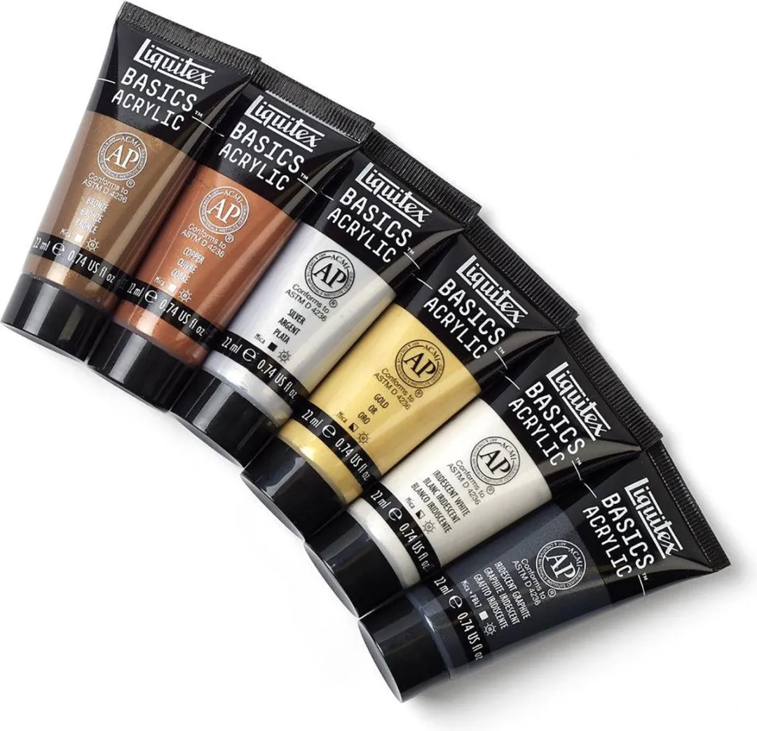 Liquitex Basics Acrylverfset 6 Metallic Kleuren 22ml