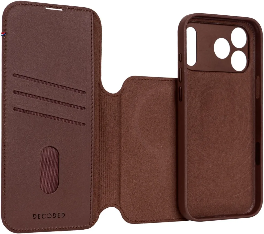 Decoded 2-in-1 Wallet Hoesje iPhone 17 Pro - ECCO Leer - Bruin - 3 Pasjes
