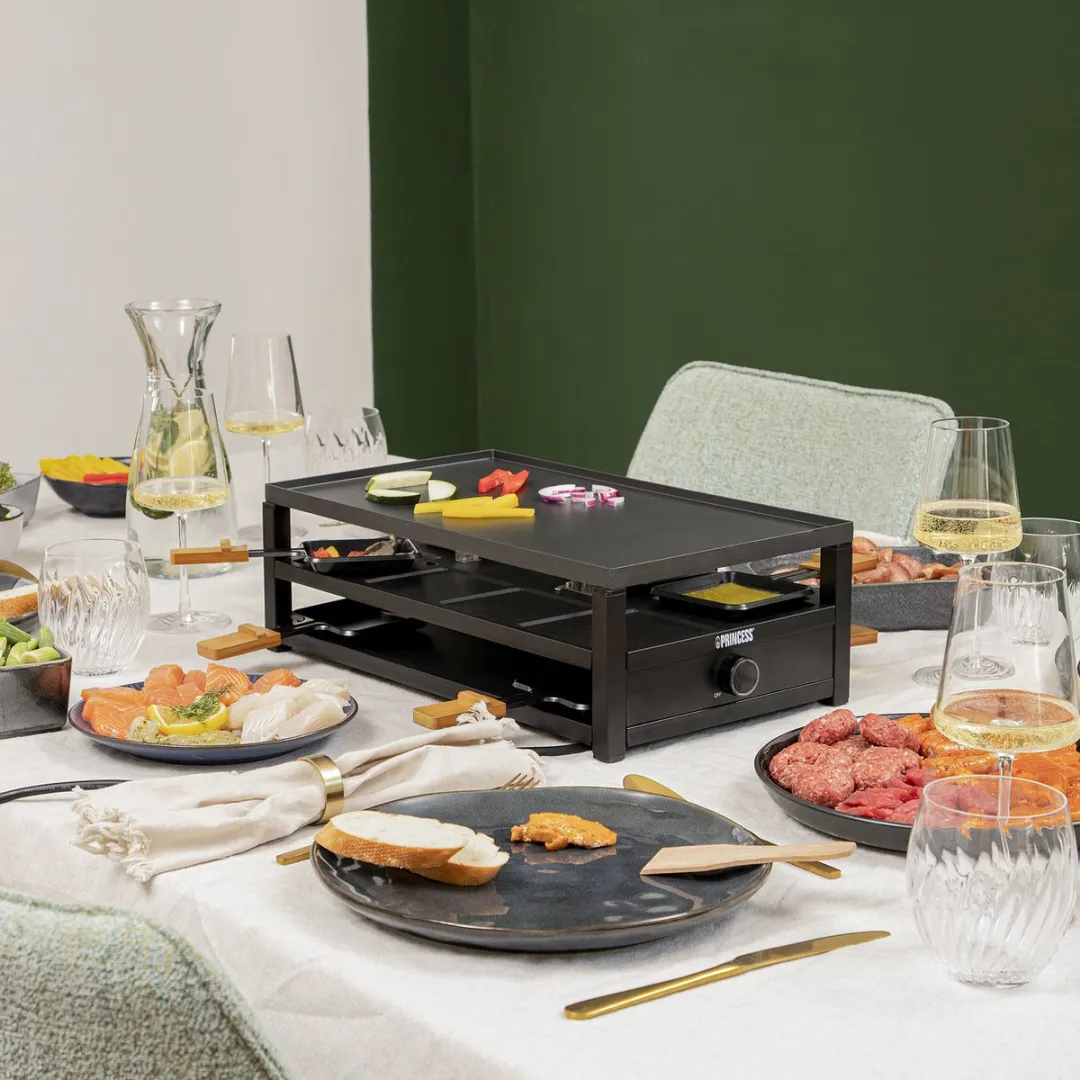 Princess Gourmetstel 162655 Raclette - 8 Personen - 1300W - Zwart