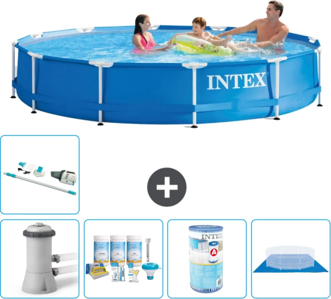 Intex 28212GN-Blauw Rond Frame Zwembad 366x76cm