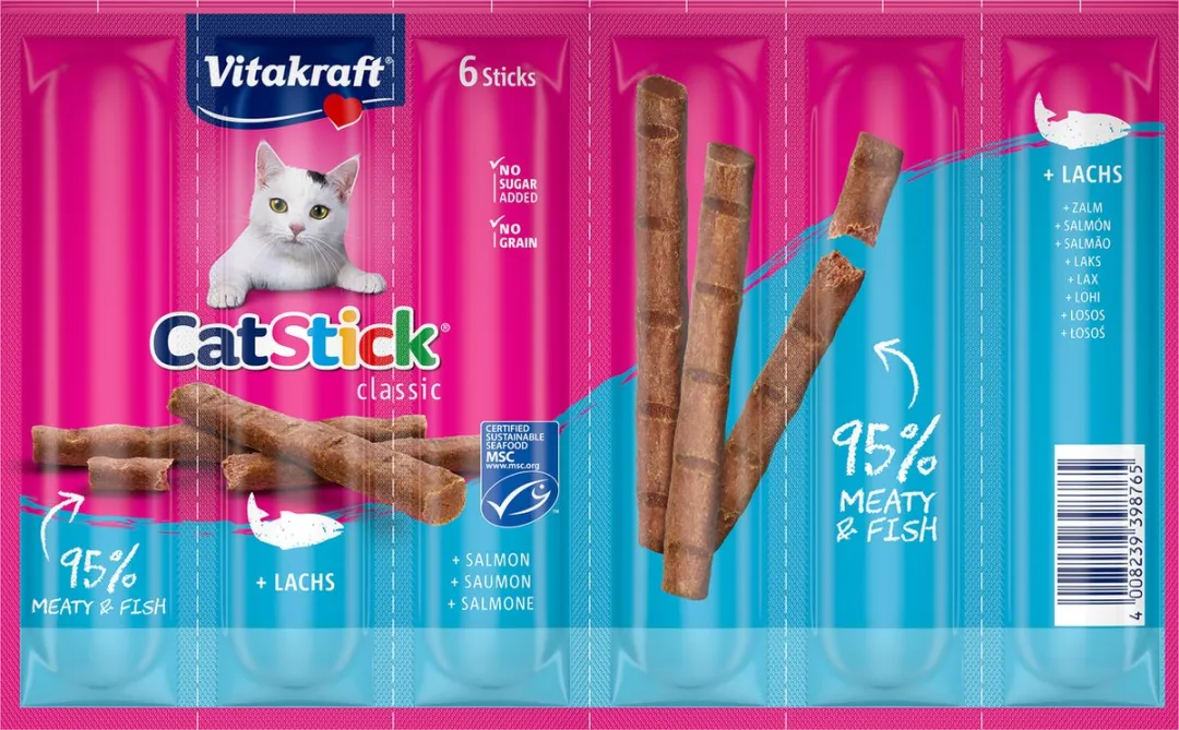 Vitakraft Cat Stick Zalm - 60 Stuks (10x6)