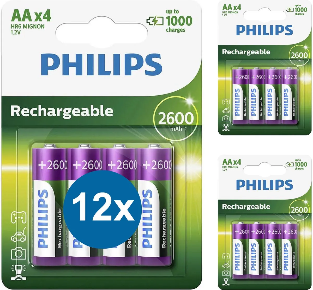 Philips Oplaadbare AA Batterijen HR6 2600mAh