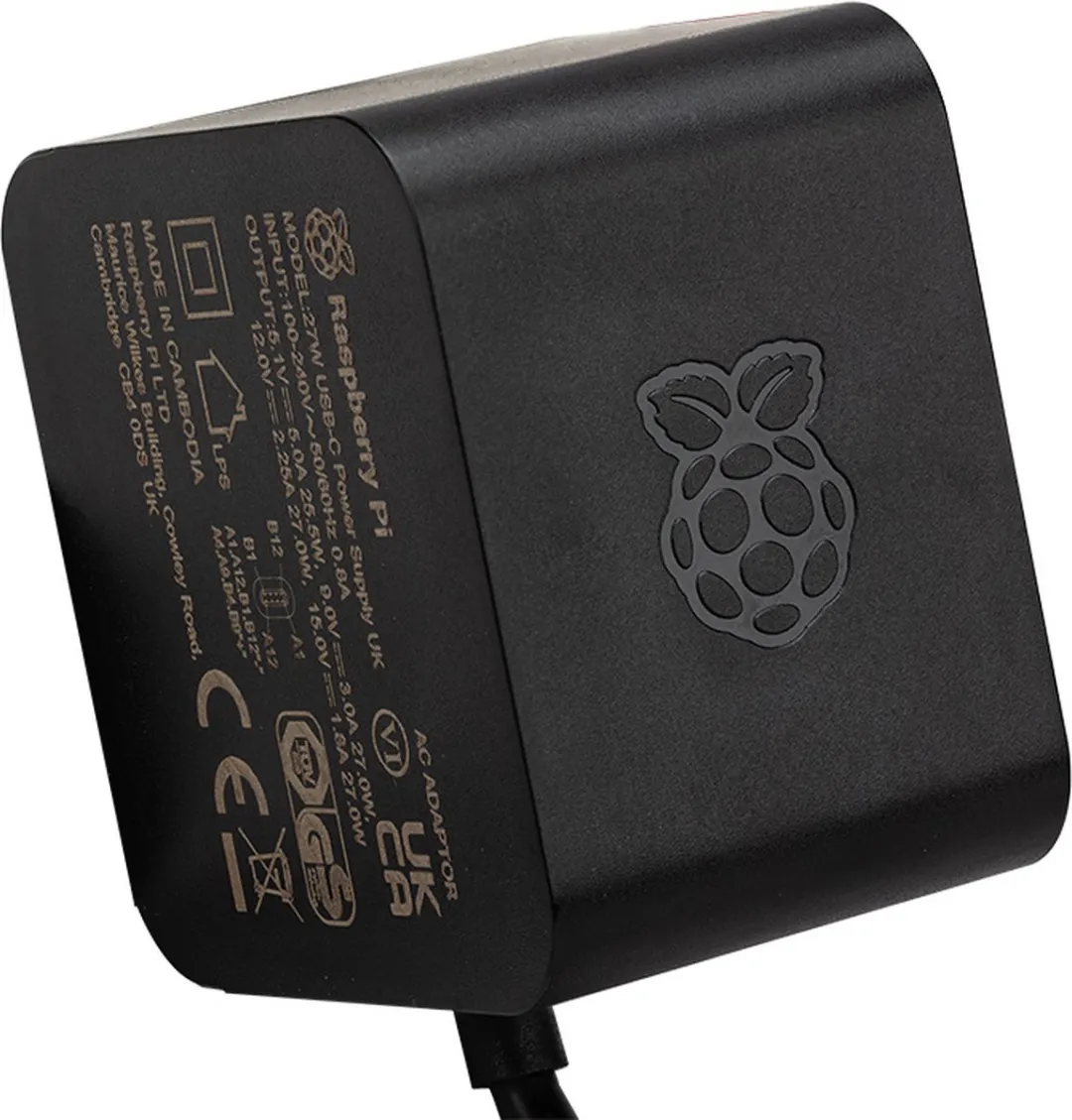 Raspberry Pi 5 27W USB-C Voeding SC1157 - Zwart