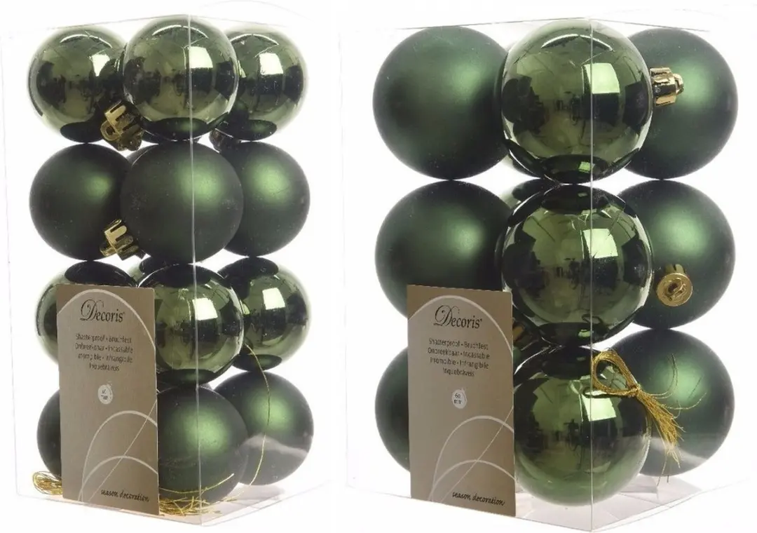 Kerstversiering kunststof kerstballen donkergroen 4-6 cm pakket van 40x stuks