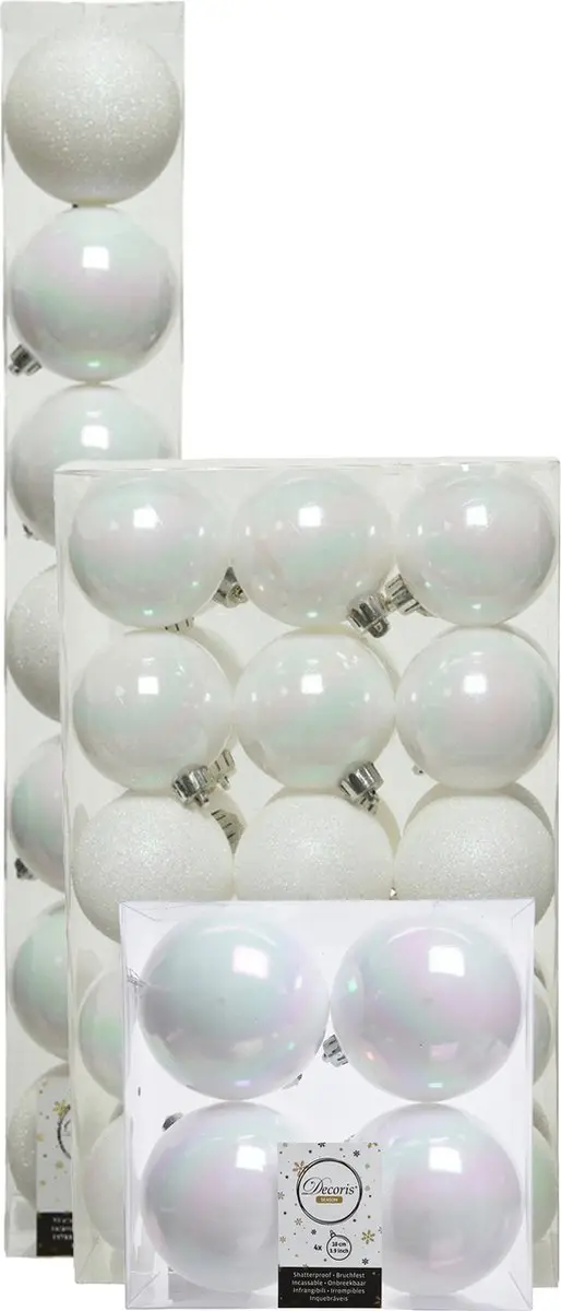 Decoris Kerstballen set kunststof parelmoer