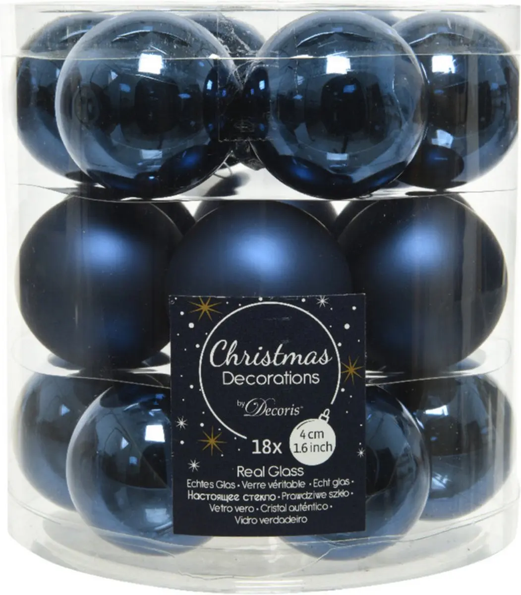 Decoris Kleine Kerstballen Glas Donkerblauw 4cm