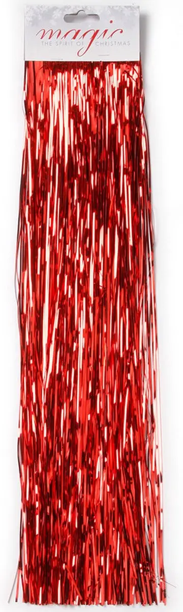 Set van 6x stuks lametta engelenhaar rood 50 cm - Lametta/folie haar - Rode kerstboomversiering