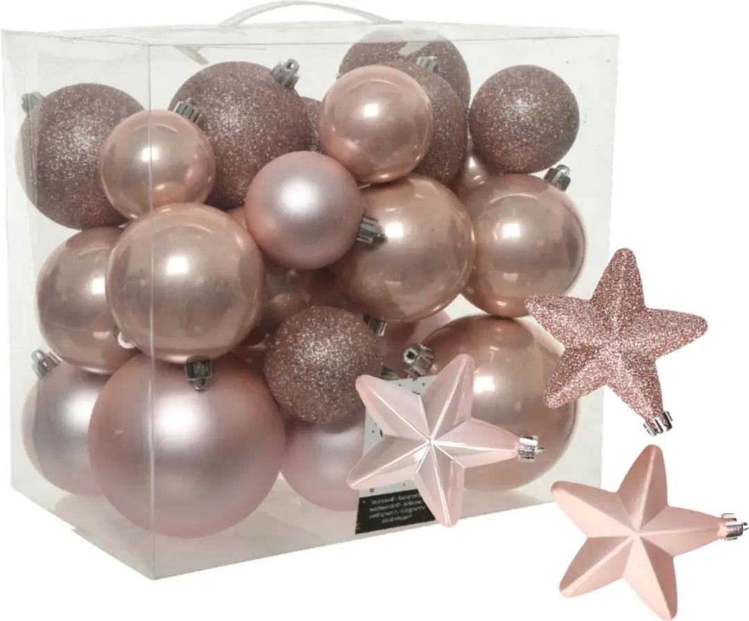 Decoris kerstballen en sterren kunststof