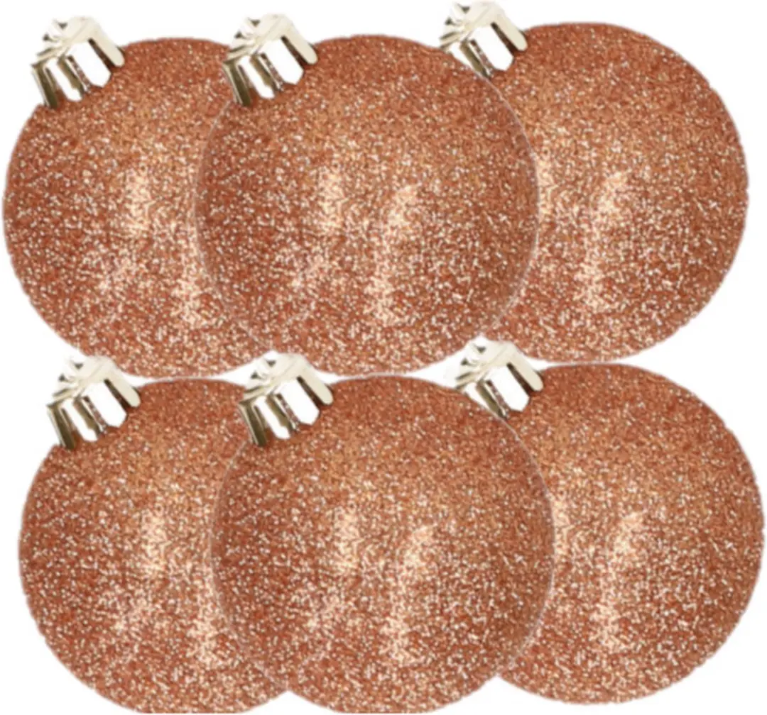 Cosy&Trendy Kerstballen Ø 6 cm - Koper glitter - Set-6