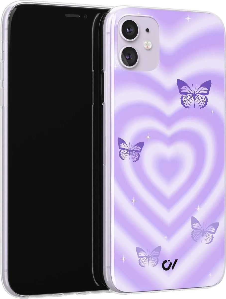 Casevibes Hoesje iPhone 11 Retro Hart Vlinder - Paars - A/11/UV/051