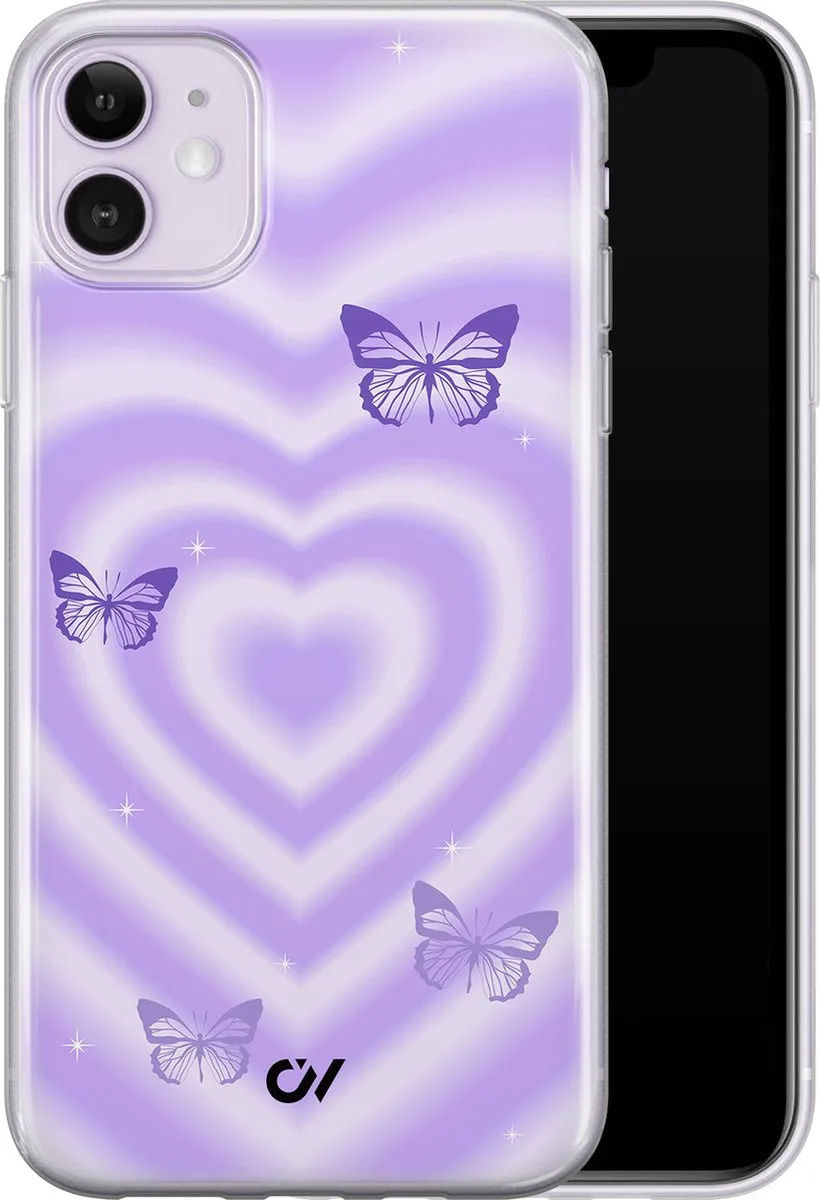 Casevibes Hoesje iPhone 11 Retro Hart Vlinder - Paars - A/11/UV/051