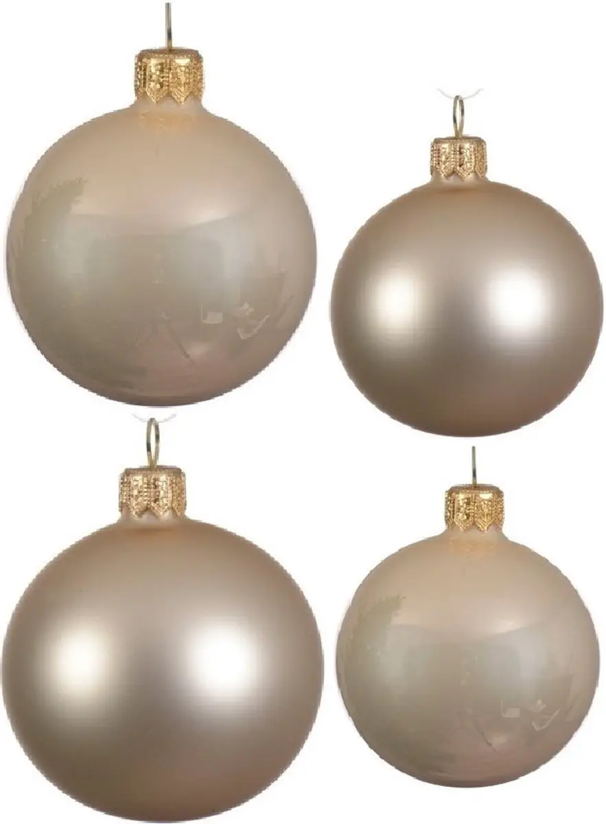 Compleet glazen kerstballen pakket champagne glans/mat 38x stuks