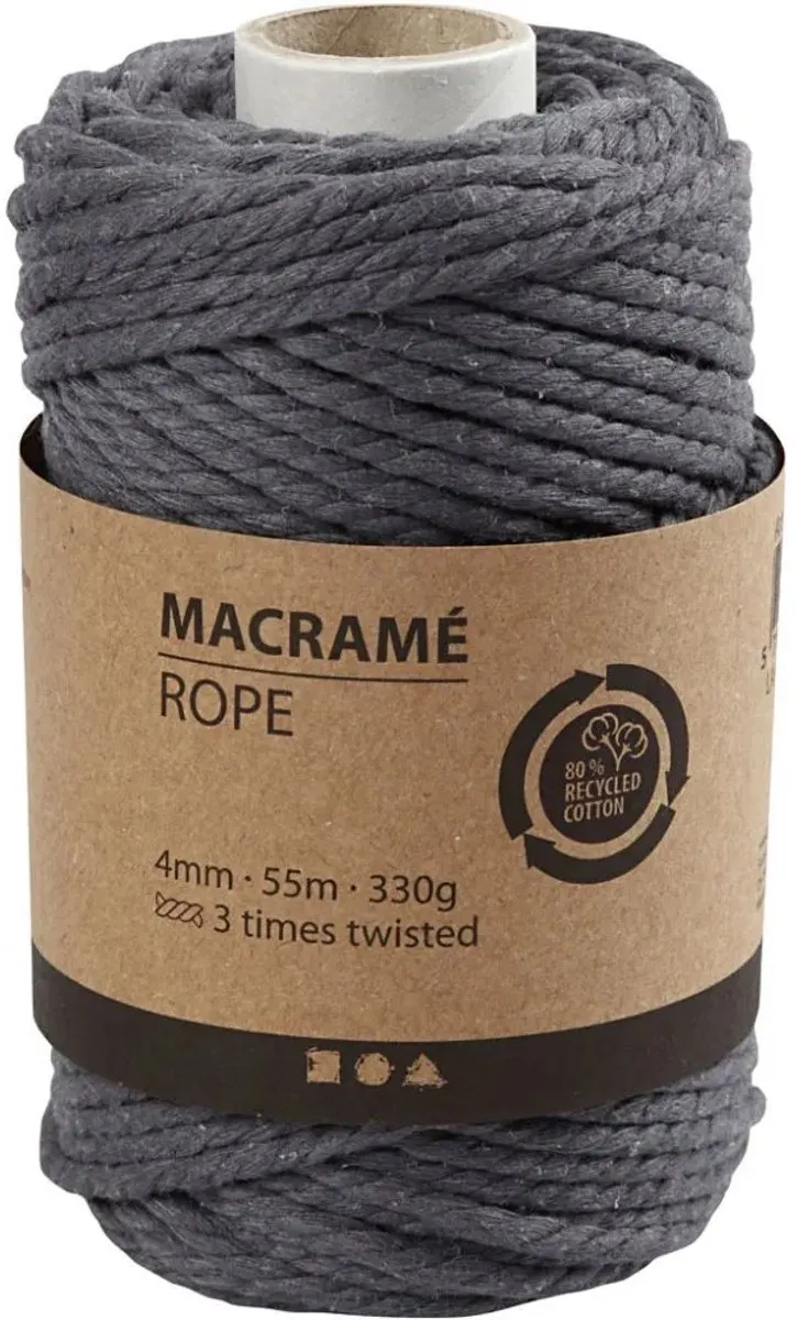 Creativ Company Macramékoord 4mm 55m Grijs