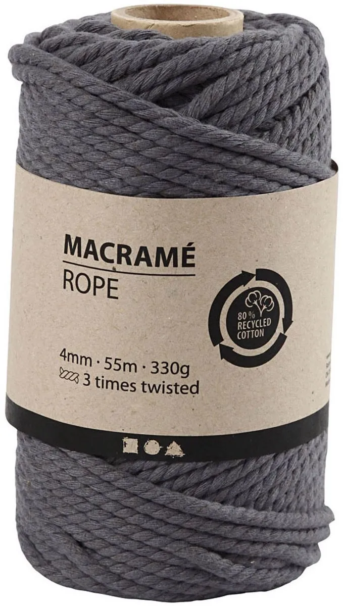 Creativ Company Macramékoord 4mm 55m Grijs