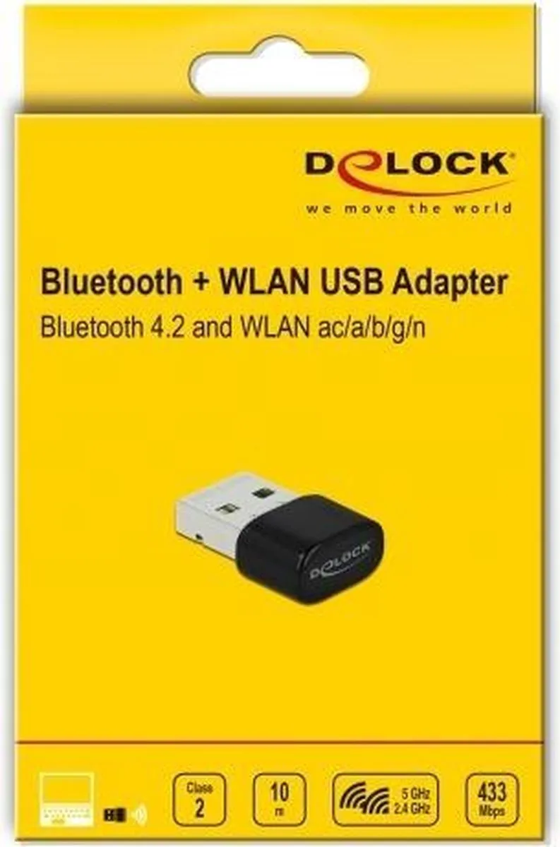 Delock USB-A Wi-Fi & Bluetooth Dongle AC600 61000 - Zwart