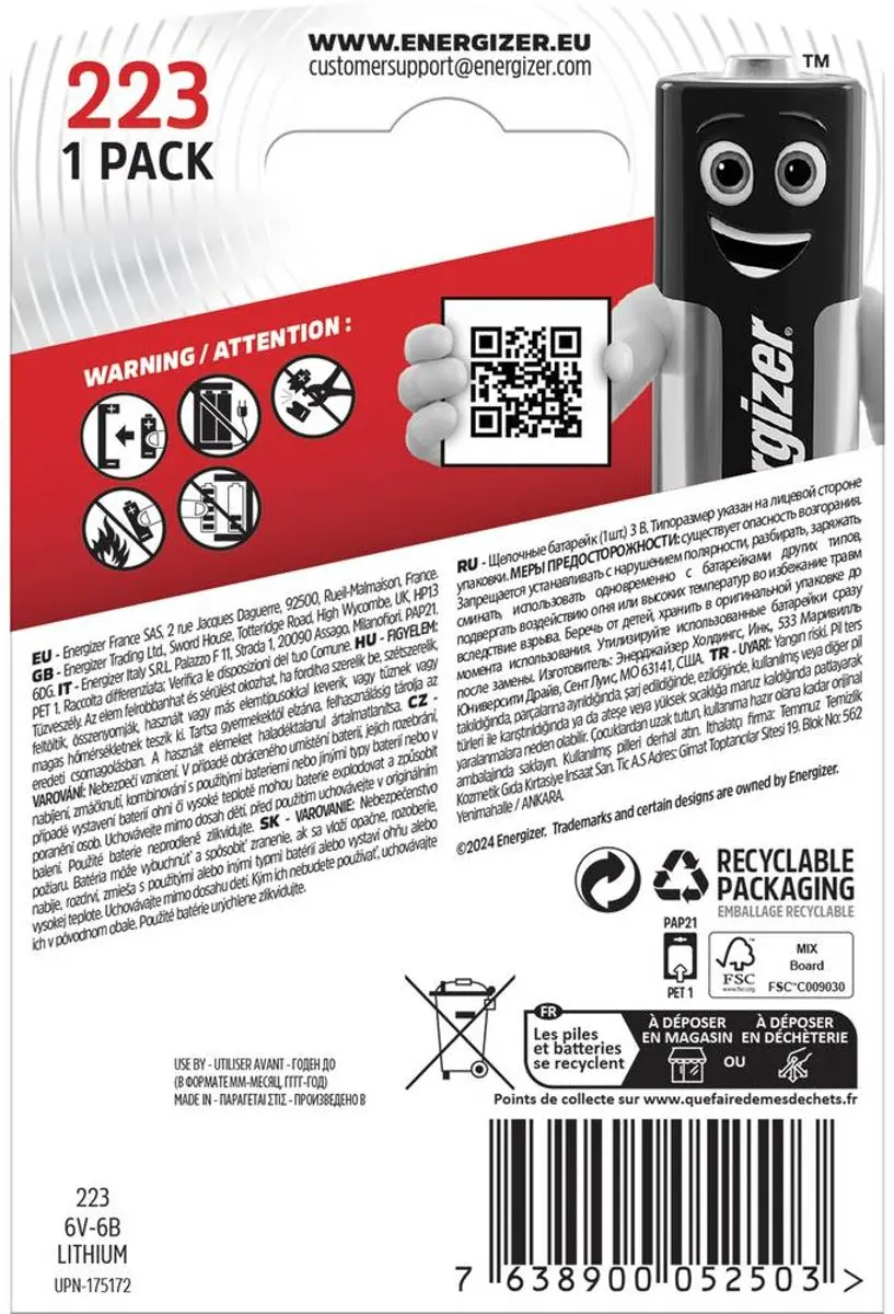 Energizer CR-P2 223 6V lithium batterij - afbeelding 2 van 6
