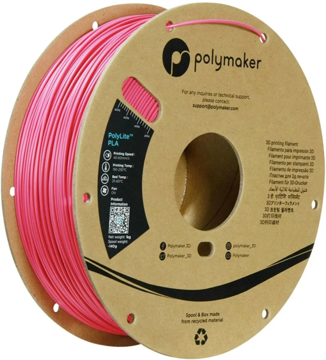 Polymaker PolyLite PLA Filament Magenta 1.75mm