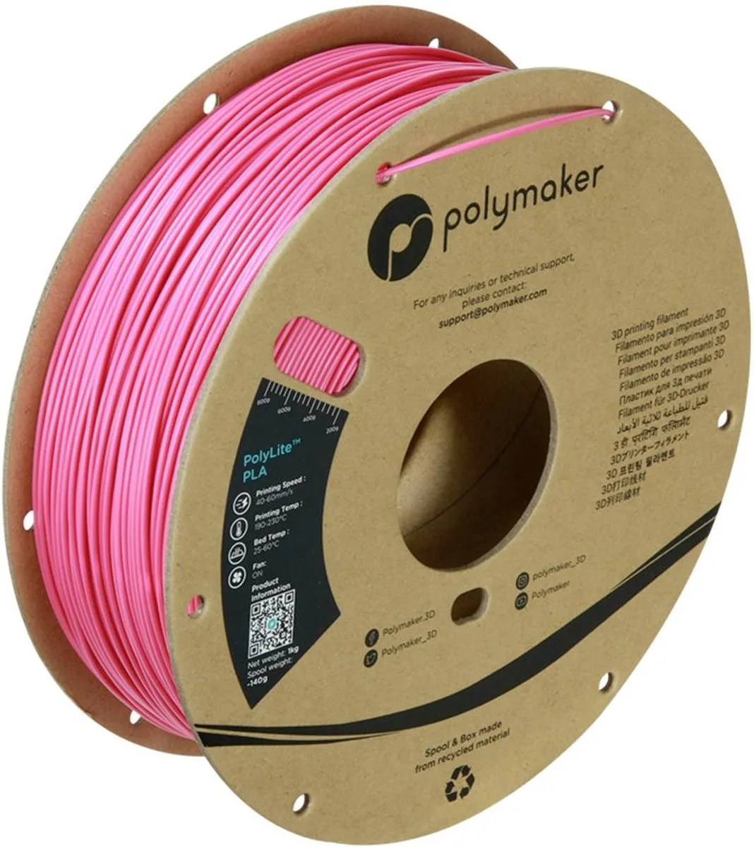 Polymaker PolyLite PLA Filament Magenta 1.75mm - 1kg