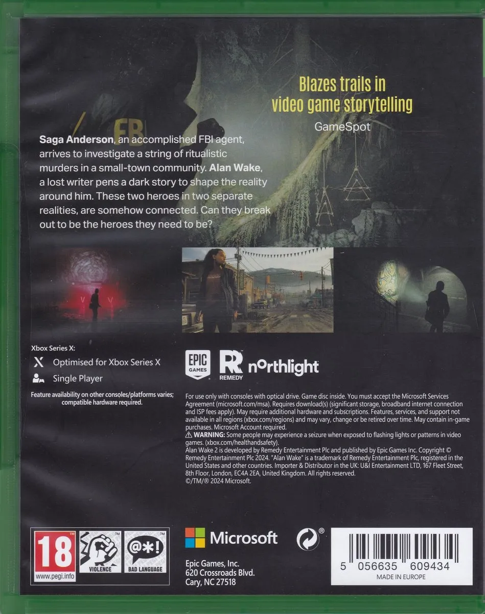 Alan Wake 2 Remastered - Deluxe Edition Includes Alan Wake Remastered Digital Edition Xbox Series X