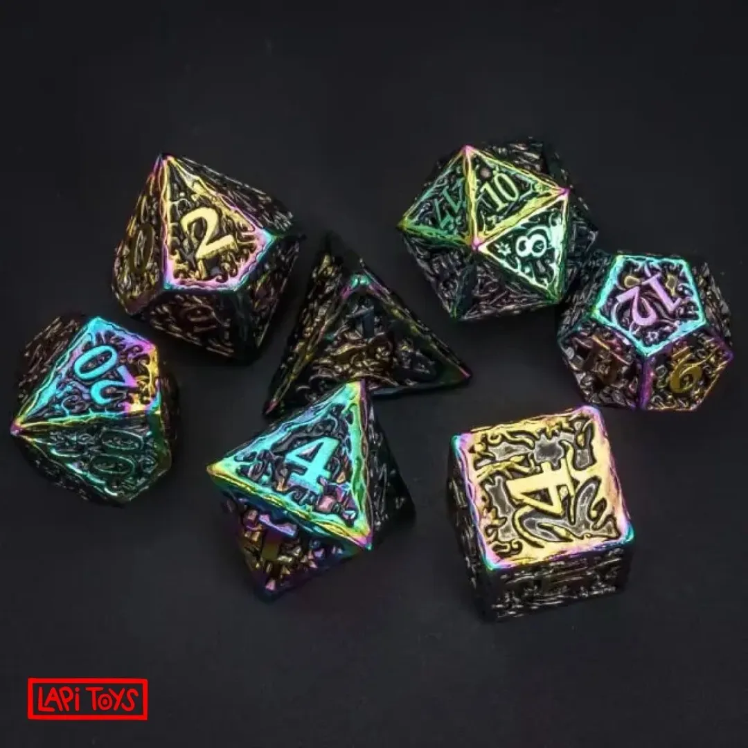 Lapi Toys D&D Regenboog Dobbelstenen - 7-delig - Incl. tas