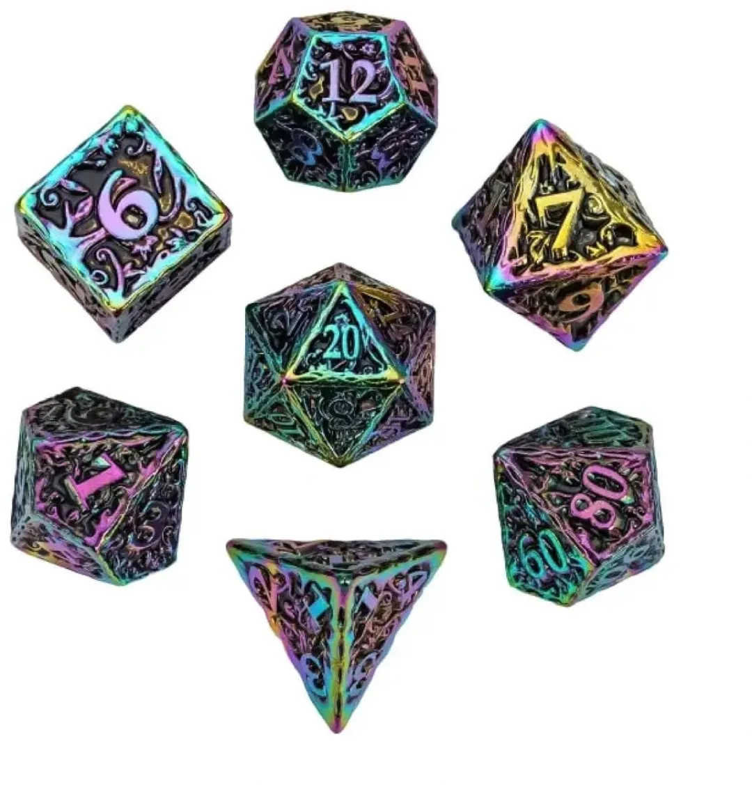 Lapi Toys D&D Regenboog Dobbelstenen - 7-delig - Incl. tas