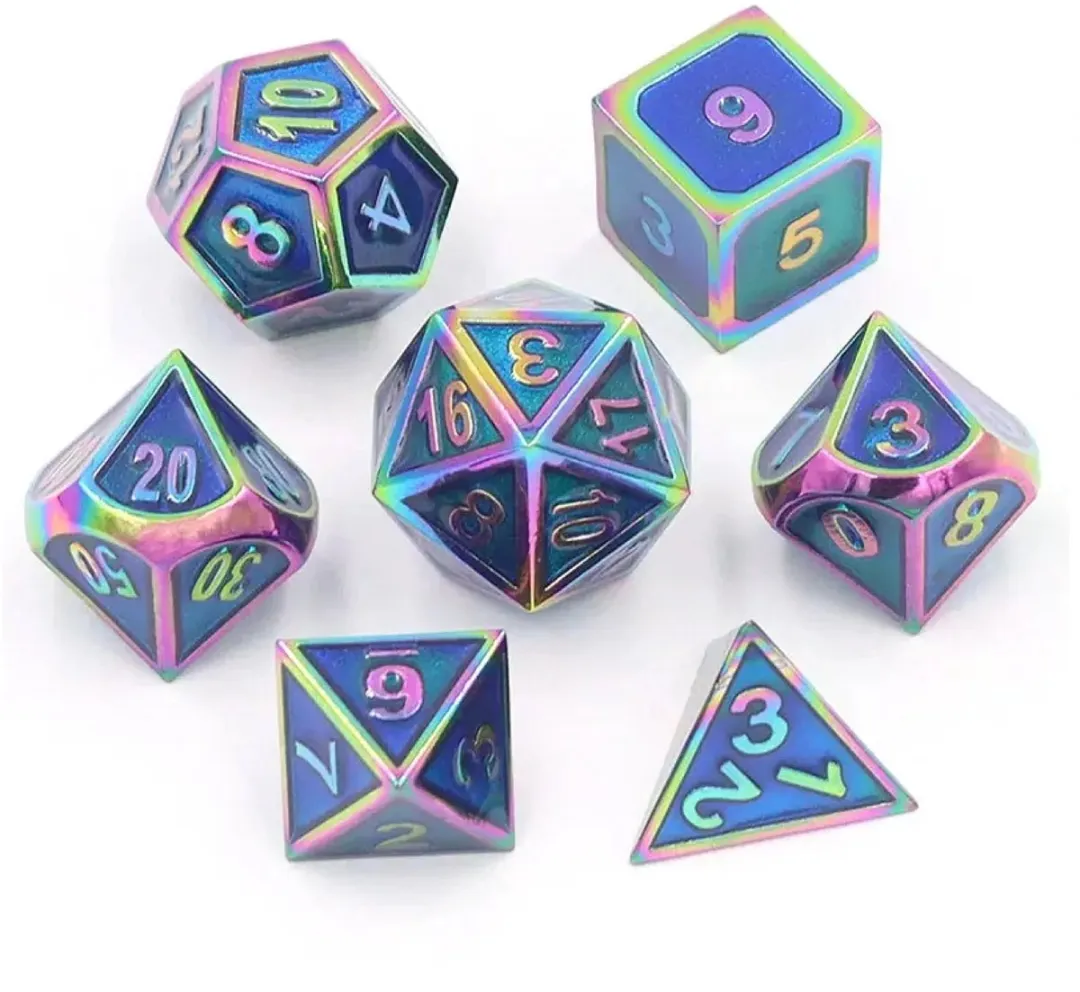 Lapi Toys D&D Regenboog Dobbelstenen - 7-delig - Incl. tas