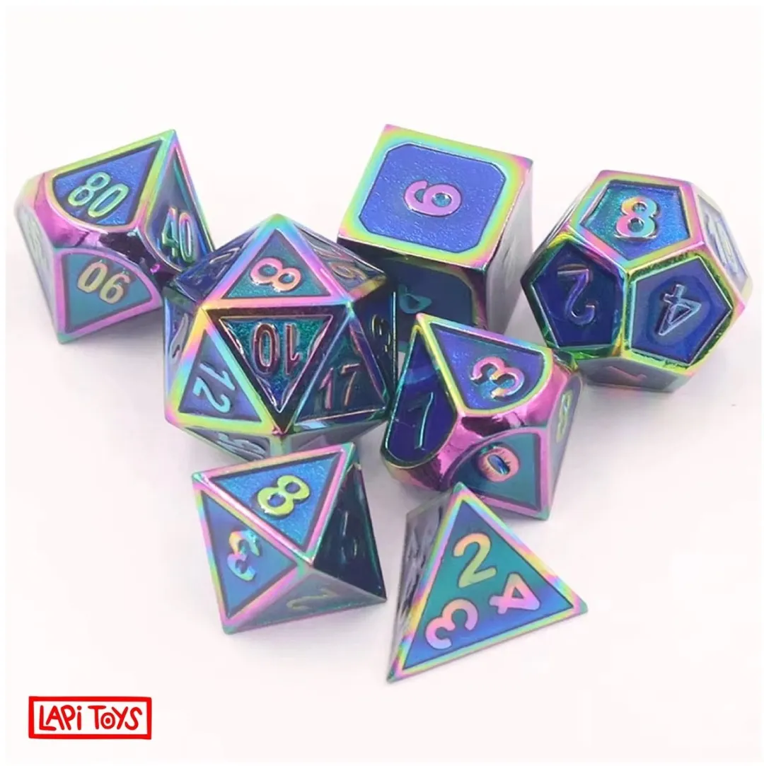 Lapi Toys D&D Regenboog Dobbelstenen - 7-delig - Incl. tas
