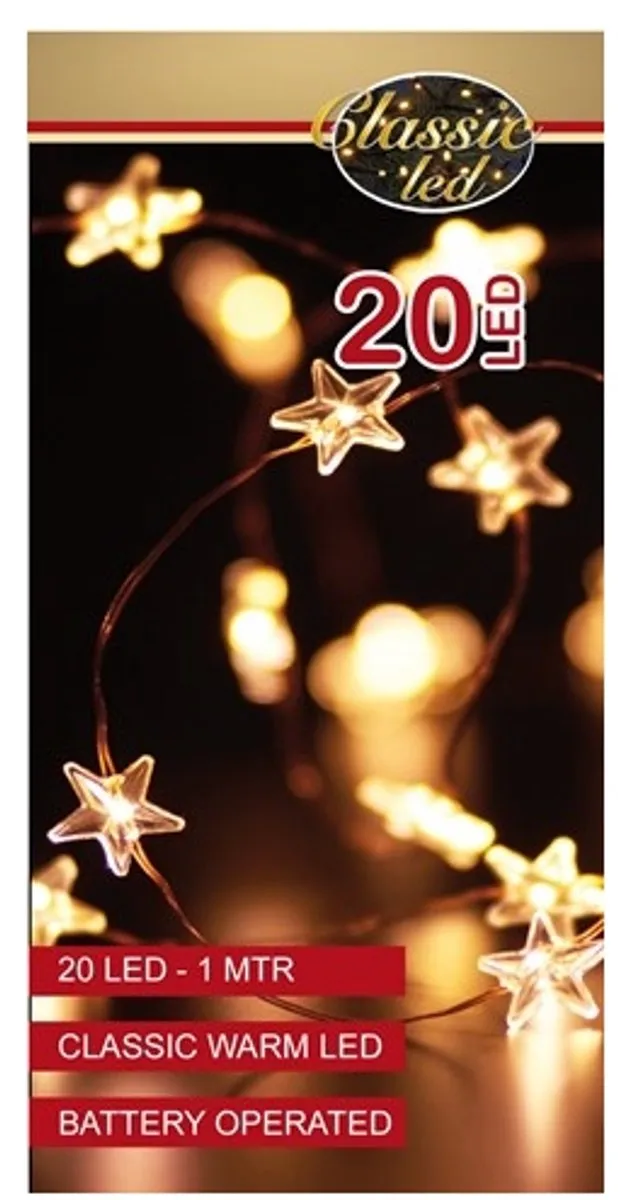 Anna's Collection Draadverlichting Lichtsnoer 100cm - 20 LED Sterren - Warm Wit