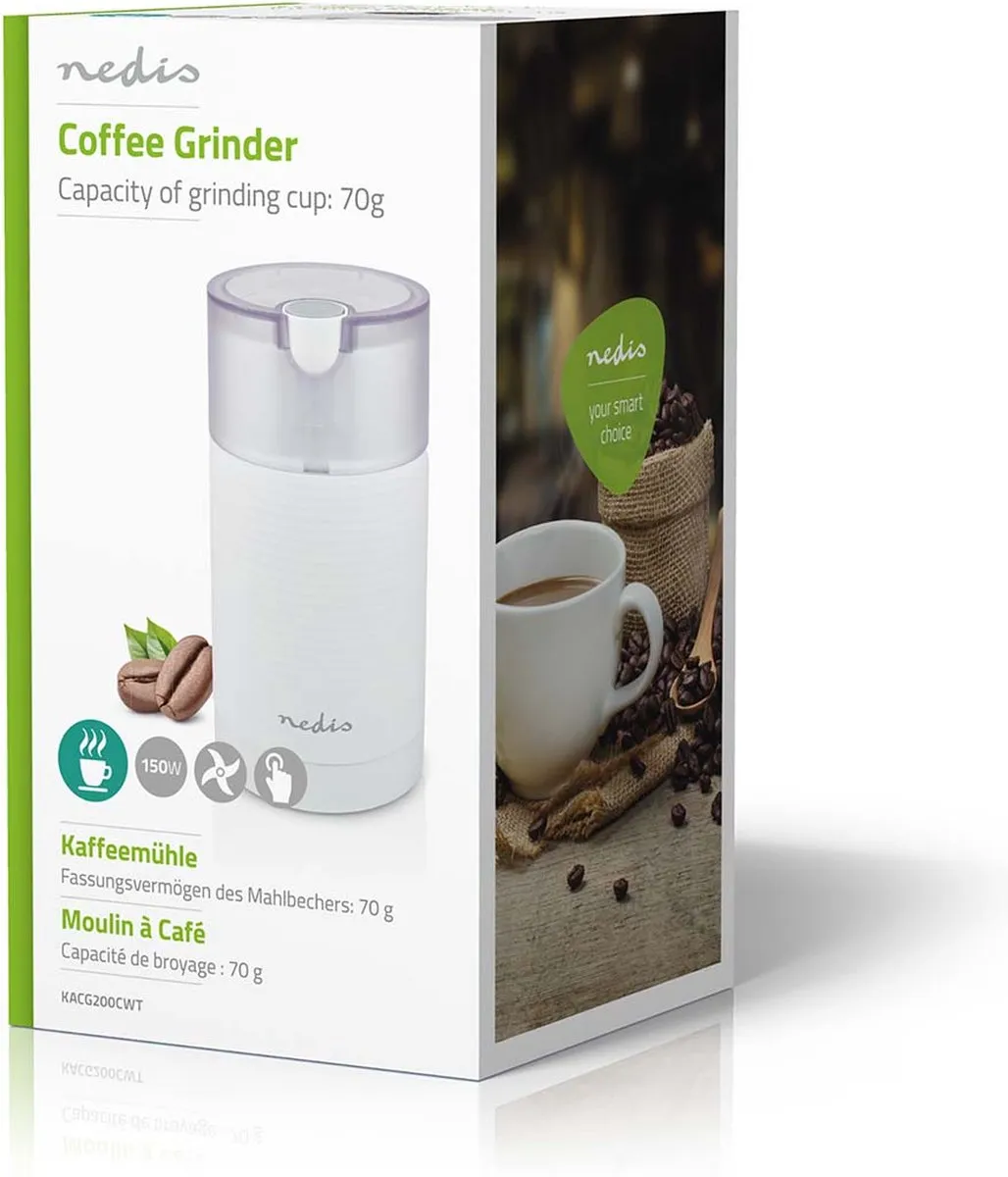 Nedis Koffiemolen KACG200CWT - 150W - 70g - Wit
