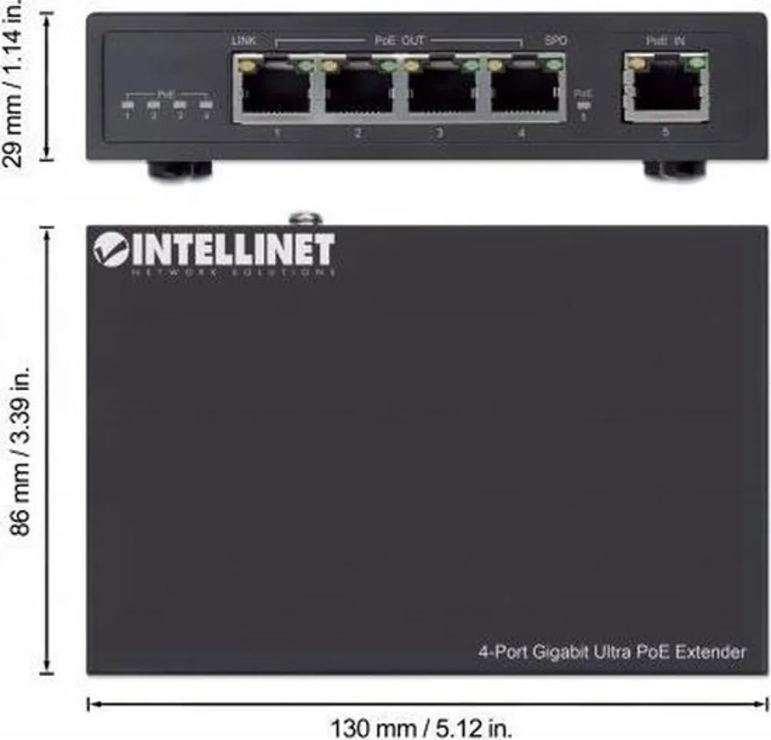 Intellinet 561617 Netwerkextender - 5x Ethernet - Zwart - afbeelding 6 van 6
