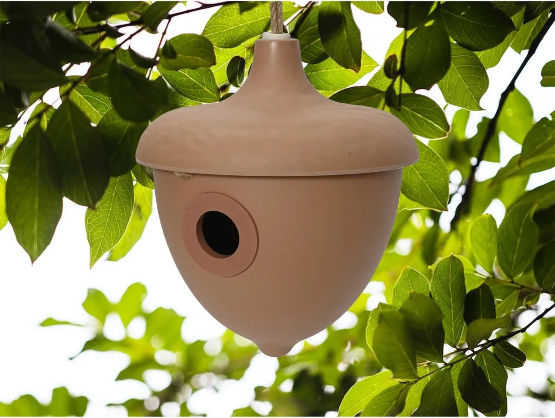 Decoris Vogelhuisje Bamboe Hout - Terra Bruin - D17xH19cm