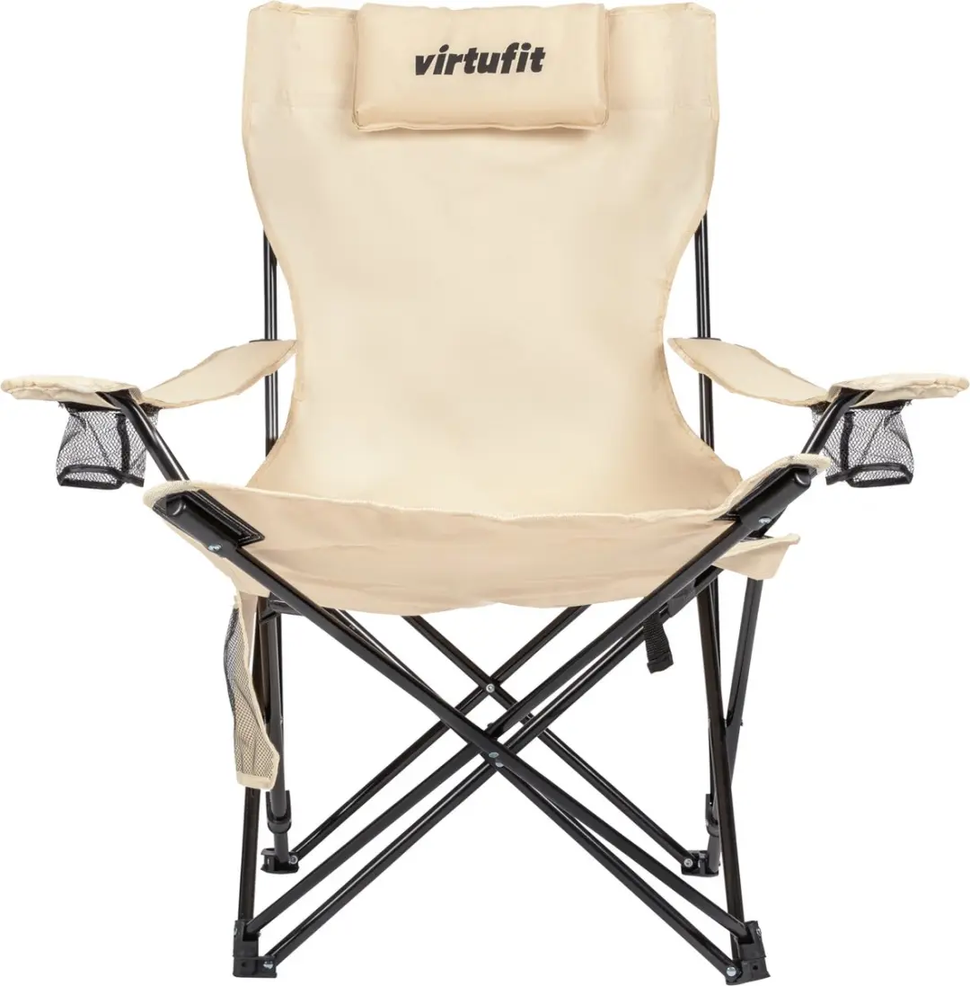 VirtuFit Opvouwbare Campingstoel met Voetsteun VF22011 - Beige - afbeelding 5 van 6