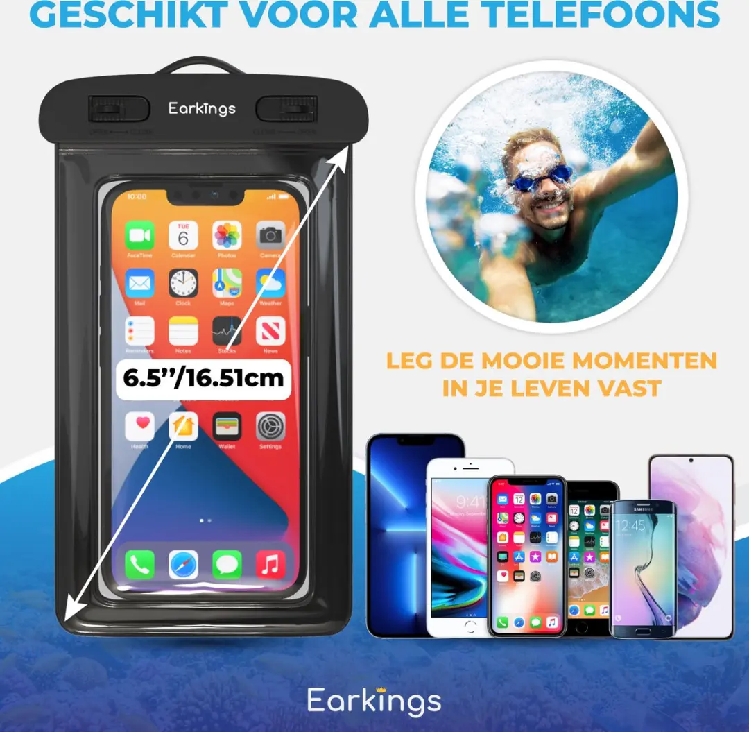 Waterdicht Telefoonhoesje Set van 2 - 1 L - Zwart & Oranje - afbeelding 4 van 6