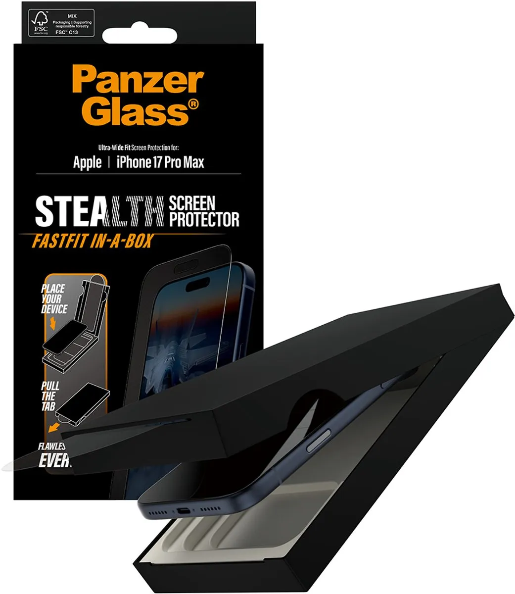 PanzerGlass Stealth Ultra Wide Fit iPhone 17 Pro Max Schermbeschermer