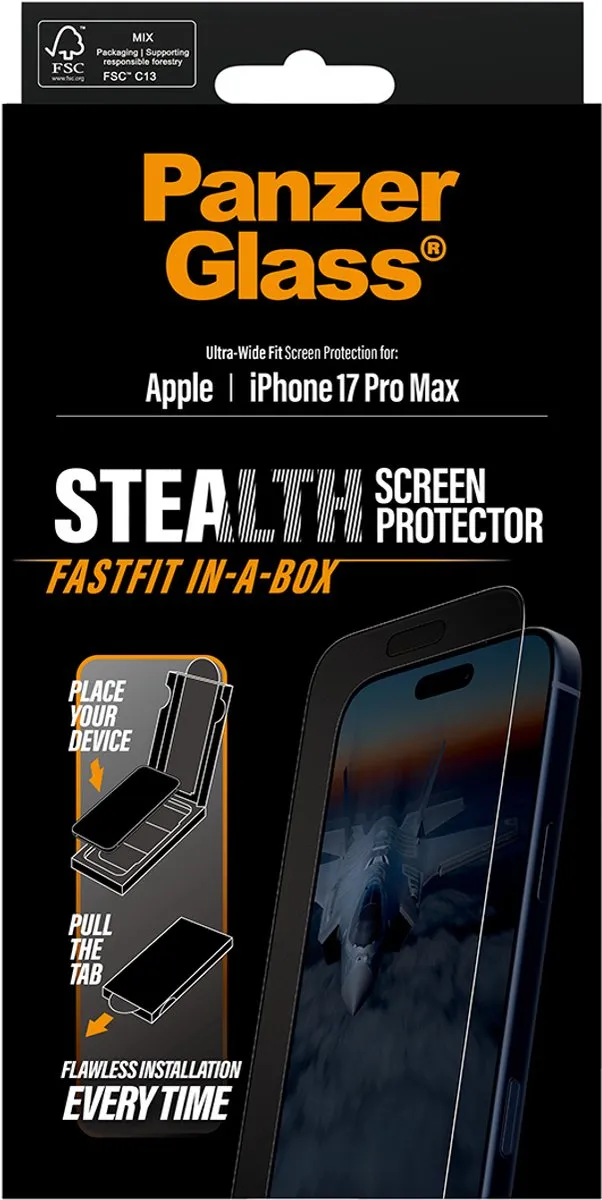PanzerGlass Stealth Ultra Wide Fit iPhone 17 Pro Max Schermbeschermer