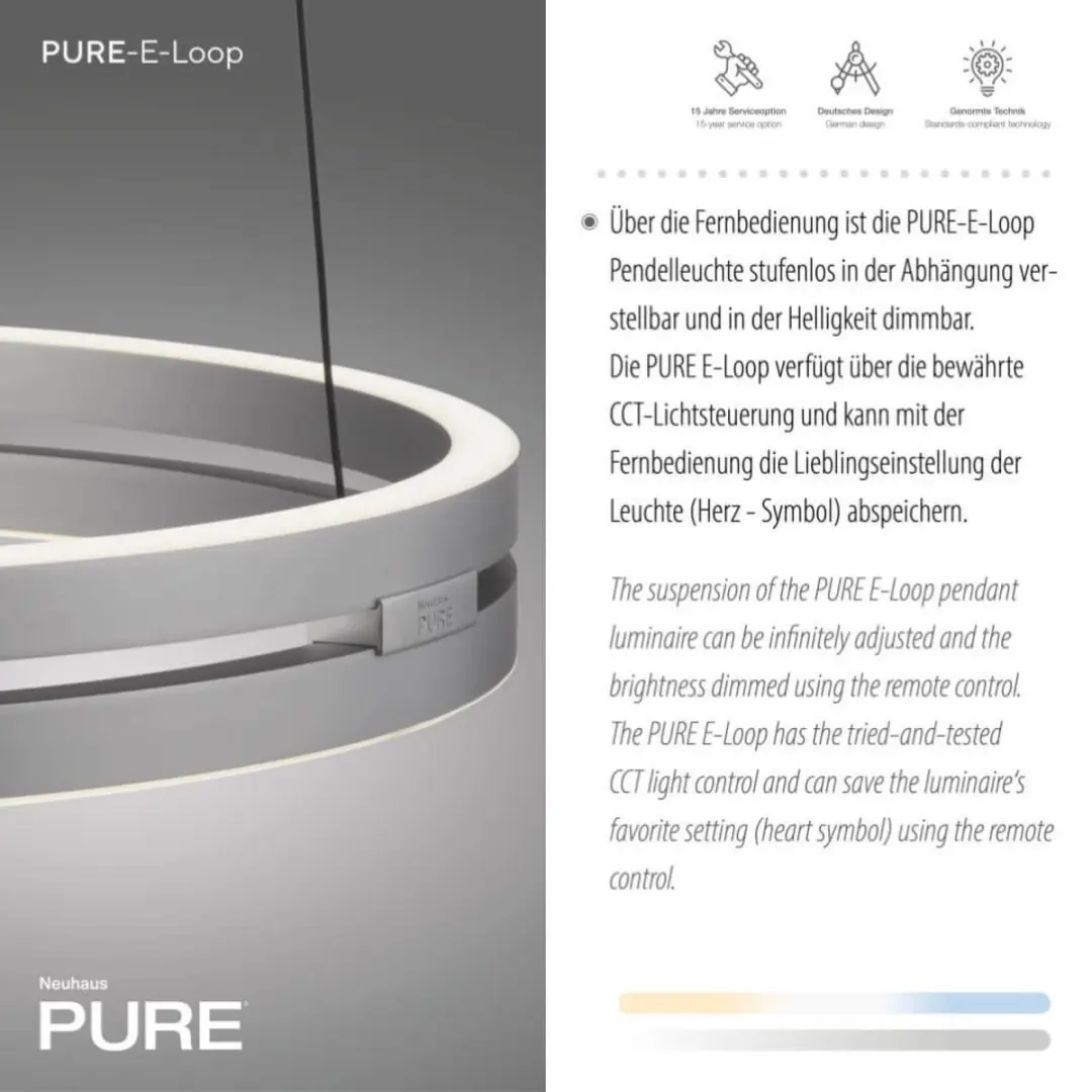 Paul Neuhaus PURE E-Loop Hanglamp - Ø50cm - Mat Chroom - afbeelding 5 van 6