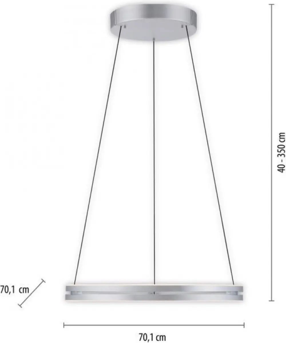 Paul Neuhaus PURE E-Loop Hanglamp Ø70cm - Mat Chroom - afbeelding 5 van 6