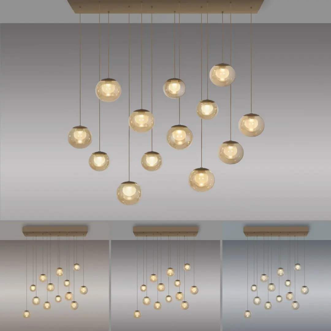 Paul Neuhaus PURE Popup Hanglamp 13-lichts 100cm Champagne - afbeelding 6 van 6