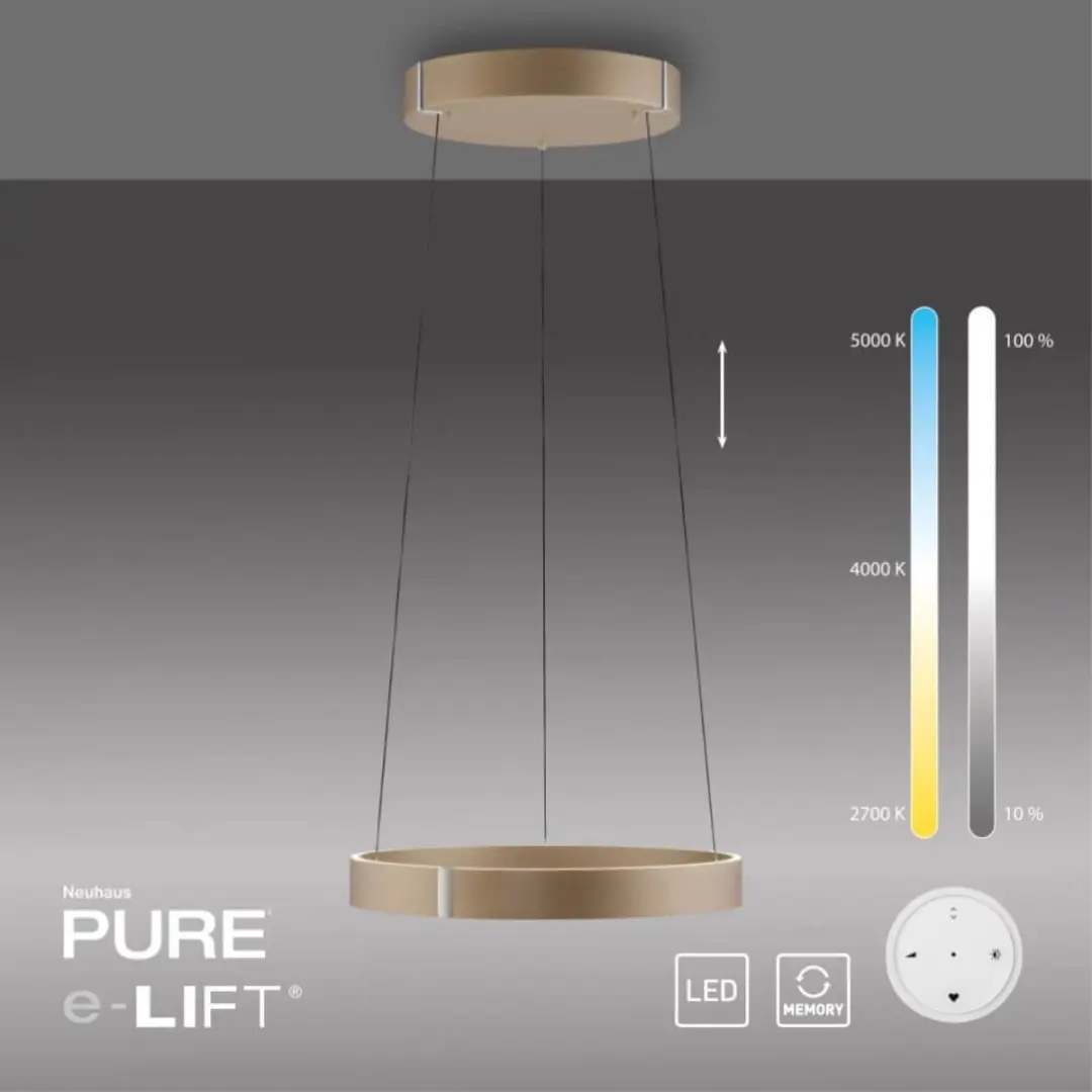 Paul Neuhaus PURE E-Clipse e-Lift Hanglamp Ø50cm - Champagne - afbeelding 5 van 6