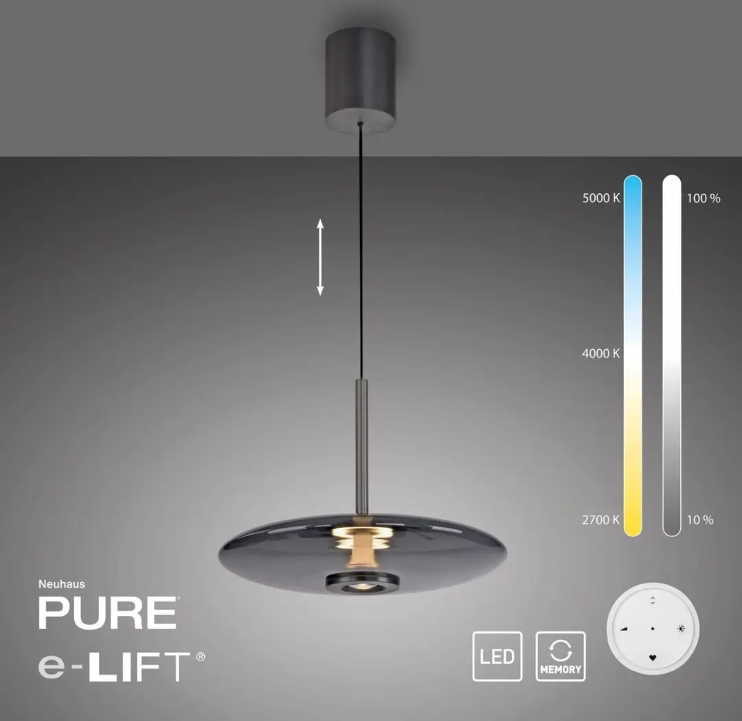 Paul Neuhaus PURE E-Vitrum Hanglamp Ø45cm - Antraciet - afbeelding 6 van 6