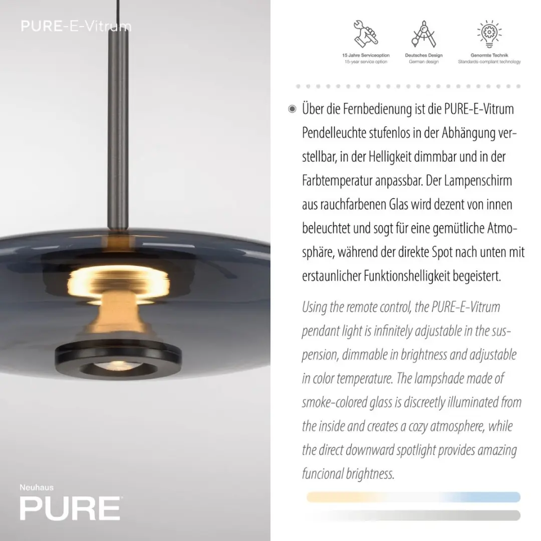 Paul Neuhaus PURE E-Vitrum Hanglamp Ø45cm - Antraciet - afbeelding 4 van 6