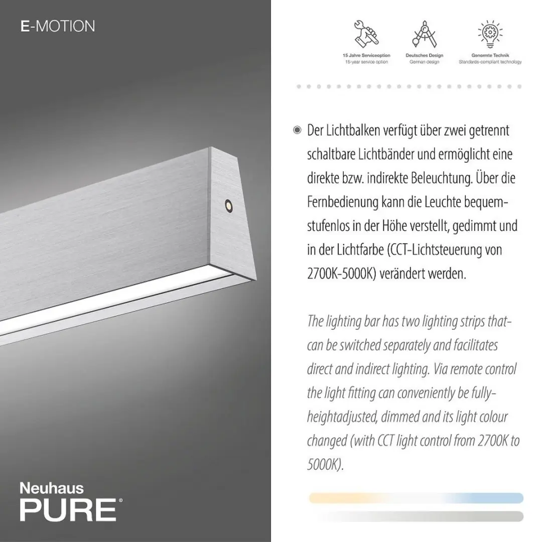Paul Neuhaus PURE E-Motion Hanglamp - LED - 120cm - afbeelding 2 van 6